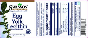 Swanson Premium Brand Egg Yolk Lecithin 600 mg - supplement