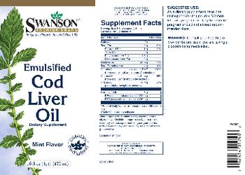 Swanson Premium Brand Emulsified Cod Liver Oil Mint Flavor - supplement