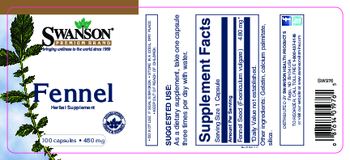 Swanson Premium Brand Fennel 480 mg - herbal supplement