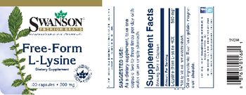Swanson Premium Brand Free-Form L-Lysine 500 mg - supplement