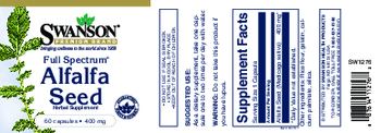Swanson Premium Brand Full Spectrum Alfalfa Seed 400 mg - herbal supplement