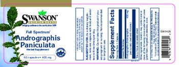 Swanson Premium Brand Full Spectrum Andrographis Paniculata 400 mg - herbal supplement