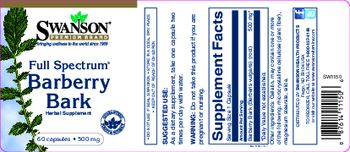 Swanson Premium Brand Full Spectrum Barberry Bark 500 mg - herbal supplement
