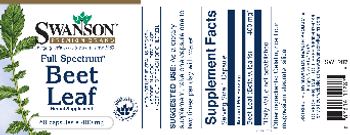 Swanson Premium Brand Full Spectrum Beet Leaf 400 mg - herbal supplement