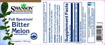 Swanson Premium Brand Full Spectrum Bitter Melon 500 mg - herbal supplement