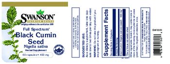 Swanson Premium Brand Full Spectrum Black Cumin Seed Nigella sativa 400 mg - herbal supplement