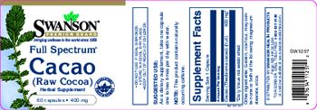 Swanson Premium Brand Full Spectrum Cacao (Raw Cocoa) 400 mg - herbal supplement