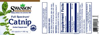 Swanson Premium Brand Full Spectrum Catnip 400 mg - herbal supplement