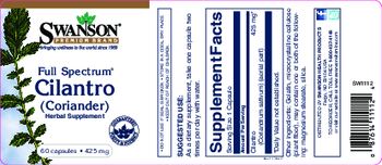 Swanson Premium Brand Full Spectrum Cilantro (Coriander) 425 mg - herbal supplement