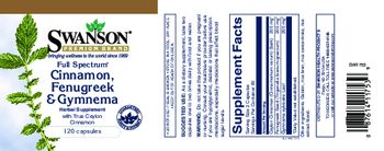 Swanson Premium Brand Full Spectrum Cinnamon, Fenugreek & Gymnema with True Ceylon Cinnamon - herbal supplement