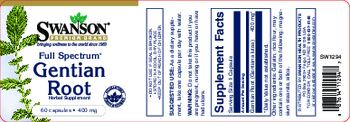 Swanson Premium Brand Full Spectrum Gentian Root 400 mg - herbal supplement