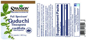 Swanson Premium Brand Full Spectrum Guduchi Tinospora Cordifolia 400 mg - herbal supplement