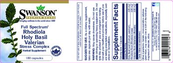 Swanson Premium Brand Full Spectrum Holy Basil Valerian Stress Complex - herbal supplement