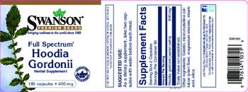 Swanson Premium Brand Full Spectrum Hoodia Gordonii 400 mg - herbal supplement