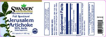 Swanson Premium Brand Full Spectrum Jerusalem Artichoke 400 mg - herbal supplement