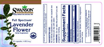 Swanson Premium Brand Full Spectrum Lavender Flower 400 mg - herbal supplement