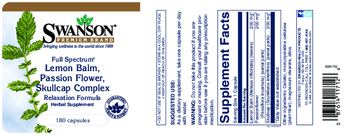 Swanson Premium Brand Full Spectrum Lemon Balm, Passion Flower, Skullcap Complex - herbal supplement