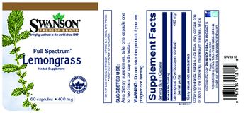 Swanson Premium Brand Full Spectrum Lemongrass 400 mg - herbal supplement