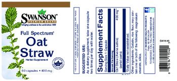 Swanson Premium Brand Full Spectrum Oat Straw 400 mg - herbal supplement
