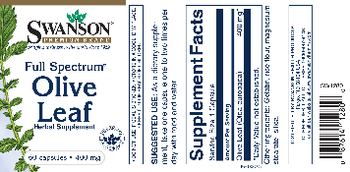 Swanson Premium Brand Full Spectrum Olive Leaf 400 mg - herbal supplement