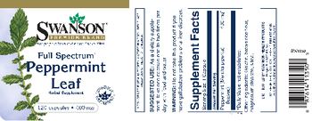 Swanson Premium Brand Full Spectrum Peppermint Leaf 400 mg - herbal supplement