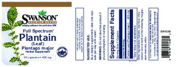 Swanson Premium Brand Full Spectrum Plantain (Leaf) Plantago Major 400 mg - herbal supplement