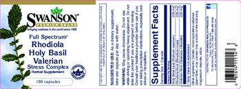 Swanson Premium Brand Full Spectrum Rhodiola Holy Basil Valerian Stress Complex - herbal supplement