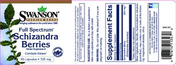 Swanson Premium Brand Full Spectrum Schizandra Berries 525 mg - herbal supplement