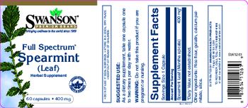 Swanson Premium Brand Full Spectrum Spearmint (Leaf) 400 mg - herbal supplement