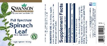 Swanson Premium Brand Full Spectrum Spinach Leaf 400 mg - herbal supplement