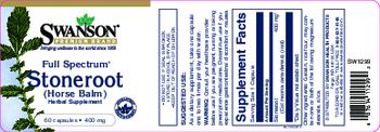 Swanson Premium Brand Full Spectrum Stoneroot (Horse Balm) 400 mg - herbal supplement