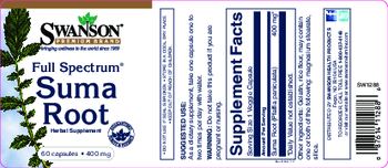 Swanson Premium Brand Full Spectrum Suma Root 400 mg - herbal supplement