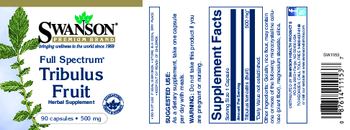 Swanson Premium Brand Full Spectrum Tribulus Fruit 500 mg - herbal supplement