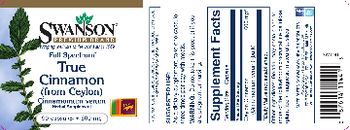 Swanson Premium Brand Full Spectrum True Cinnamon (from Ceylon) 600 mg - herbal supplement