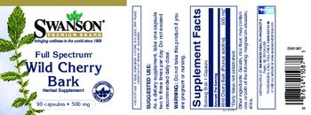 Swanson Premium Brand Full Spectrum Wild Cherry Bark 500 mg - herbal supplement