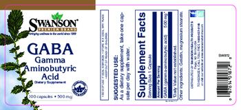 Swanson Premium Brand GABA Gamma Aminobutyric Acid 500 mg - supplement