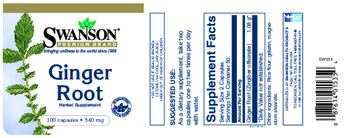 Swanson Premium Brand Ginger Root 540 mg - herbal supplement