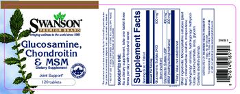 Swanson Premium Brand Glucosamine, Chondroitin & MSM - supplement