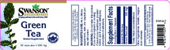 Swanson Premium Brand Green Tea 500 mg - herbal supplement