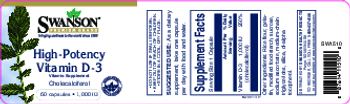 Swanson Premium Brand High-Potency Vitamin D-3 1,000 IU - vitamin supplement