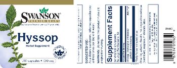 Swanson Premium Brand Hyssop 450 mg - herbal supplement