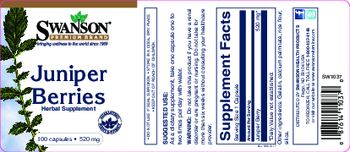 Swanson Premium Brand Juniper Berries 520 mg - herbal supplement
