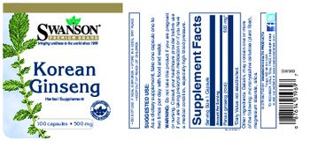 Swanson Premium Brand Korean Ginseng 500 mg - herbal supplement