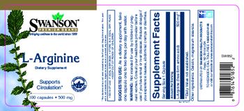 Swanson Premium Brand L-Arginine 500 mg - supplement