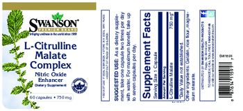 Swanson Premium Brand L-Citrulline Malate Complex 750 mg - supplement