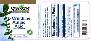 Swanson Premium Brand L-Ornithine Amino Acid 500 mg - supplement