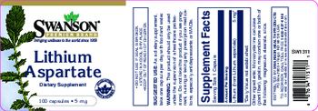 Swanson Premium Brand Lithium Aspartate 5 mg - supplement