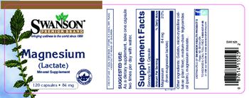 Swanson Premium Brand Magnesium (Lactate) 84 mg - mineral supplement