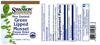 Swanson Premium Brand New Zealand Green Lipped Mussel 500 mg - supplement