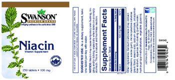 Swanson Premium Brand Niacin 100 mg - vitamin supplement